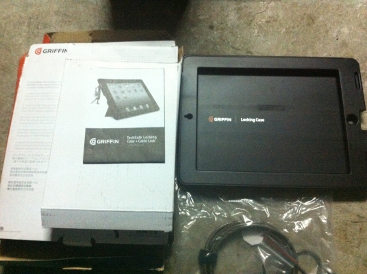 ชุดเคส iPad 2 ของ GRIFFIN แข็งพร้อมตัวล็อกและสายยาวยึดติดโต็ะป้องกันการขโมย