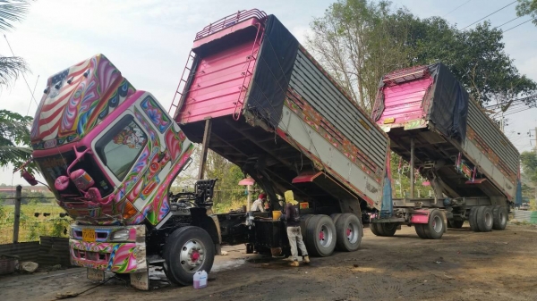 HINO FM2P 380 แรง เบรคแห้งตัวใหม่ ดั๊มพ์แม่ลูก กระบะพืชไร่ ลูก 3 เพลา