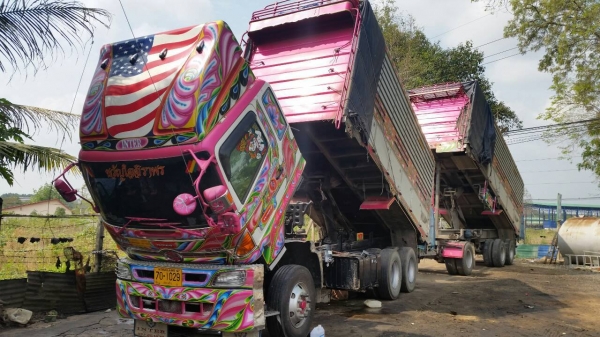 HINO FM2P 380 แรง เบรคแห้งตัวใหม่ ดั๊มพ์แม่ลูก กระบะพืชไร่ ลูก 3 เพลา