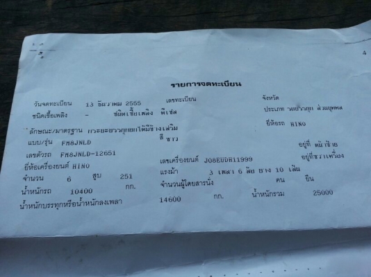 รถฮีโน่ 10 ล้อดั้ม FM8J  251 แรงม้า. ปี 55  ( รถวิ่ง 13,xxx กม. )   สนใจติดต่อ  081 - 6079515