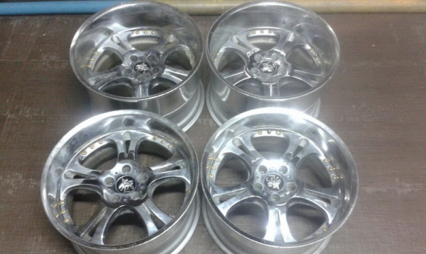 ขายล้อVipญี่ปุ่นลึกๆของWEDS 5ก้านคู่โคมเมียมล้อ2ชิ้นหมุดทองรอบ