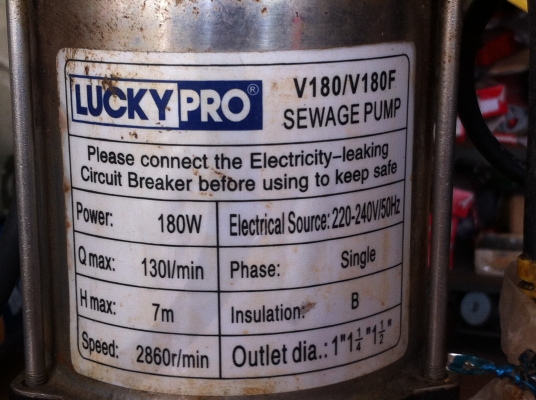 ปั็มน้ำแบบแช่ดูดโคลนได้ LUCKY PRO ขนาด1.5 นิ้ว กำลัง 170 W.ไฟ 220 V. ได้ปริมาณน้ำที่130 ลิตร/นาที