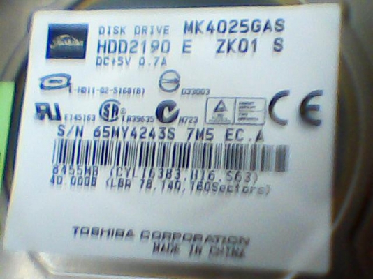 ขาย ฮาร์ดดิส toshiba 40gb