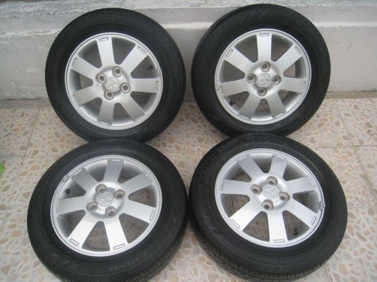 ขายล้อแม็กเดิม Mitsubishi mirage 14"x4.5" 4รู 100 et46 +ยางปี12 (081-3747940)