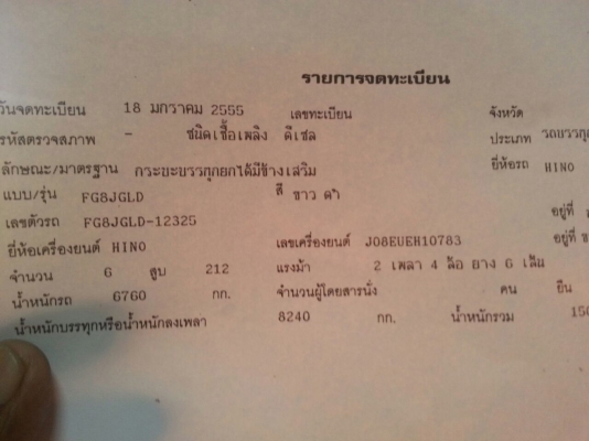 รถฮีโน่ 6 ล้อดั้ม 220 แรงม้า. ปี 55  ( รถวิ่ง 4x,xxx กม. )  สนใจติดต่อ  081 - 6079515