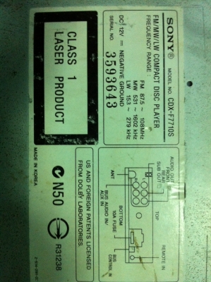 Sony CDX-F7710S 4V 3ปรีเอ้า MP3 CD FMไทย AUX มือ2 สภาพสวย