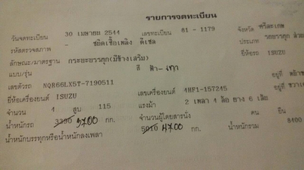 ISUZU-NQR66LX5T-71.เครื่อง4HF1.ยาว4,30เมตรครัชซีสวย.หลังF.หัวเก๋งต้องเก็บสี.ราคา340,000.
