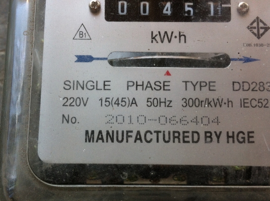 มิเตอร์แสดงการใช้ไฟฟ้าเฟสเดียว CT 15(45 A.) สภาพใหม่มากใช้มาถึงเดือน