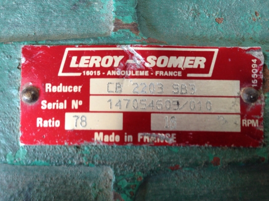ขายมอเตอร์เกียร์ Leroy somer 0.5HP. 380V อัตราทด 1:78 เพลาออก 18 รอบต่อนาที สภาพสวย พร้อมใช้งาน