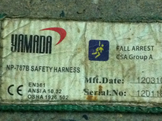 ชุดเชือกเซฟตี้ เชือกนิรภัย เชือกป้องการตกจากที่สูง YAMADA  ใช้ใส่ป้องกันการตกจากที่สูงขณะทำงาน