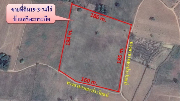 ขายที่ดินสำหรับเพาะปลูก 19-3-74 ไร่ราคา 140,000 ต่อไร่  อ.สีคิ้ว