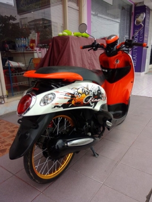 Yamaha Fino เครื่องเดิมสนิท ลงล้ออย่างเดียว พร้อมใช้งาน สี ดำ-ส้ม-ขาว