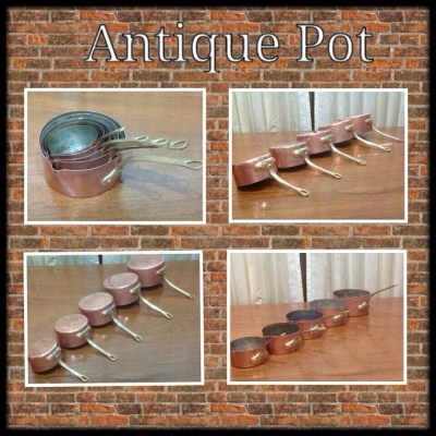 ขายหม้อเชฟโบราณ งานเก่าฝรั่งเศส ขึ้นรูปด้วยมือ สวยงามน่าใช้ 1 ชุด 5 ใบ