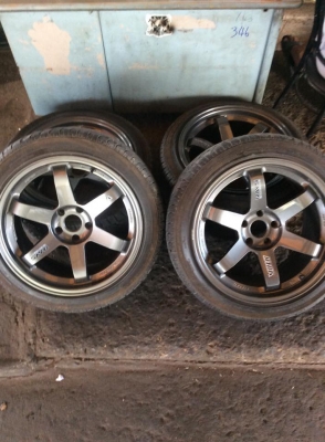 ล้อ TE37 ขอบ18 5/114 กว้าง 9.5-10.5  พร้อมยาง ถูกๆ สวยๆ