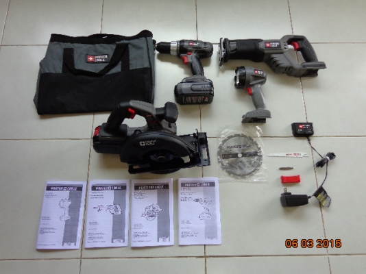 ชุดสุดคุ้ม porter cable สว่านไร้สาย เลื่อยวงเดือนไร้สาย ไฟฉาย เลื่อยชักไร้สาย