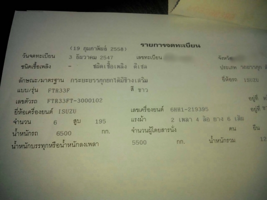 รถอีซูซุ  6  ล้อดั๊ม 195  แรงม้า. ปี 47  ( รถห้างแท้. )  สนใจติดต่อ   081 - 6079515