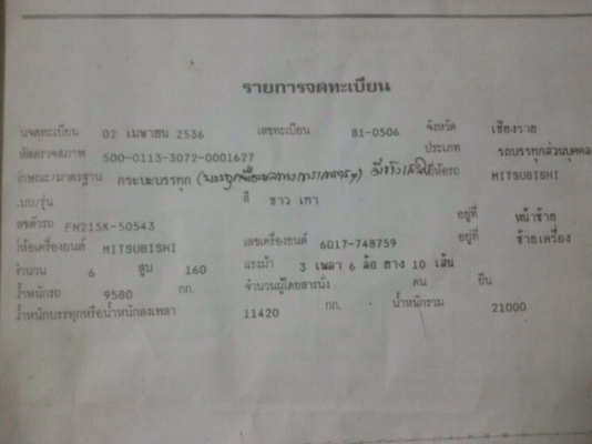 ขายรถบรรทุกสิบล้อดัมพ์ Mitsubishi FN215K เครื่อง 6D17-220 แรง 1 เพลา กระบะดัมพ์ ขายรถบรรทุกสิบล้อดัมพ์ Mitsubishi FN215K เครื่อง 6D17-220 แรง 1 เพลา กระบะดัมพ์