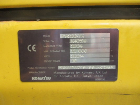 รถขุดล้อยาง KOMATSU PW200-7K รถนอกนำเข้า