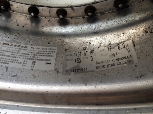 ล้อเเท้ SSR PROT GT ขอบ17หน้า8หลัง9 5รู114กับ4รู114สีเดิมๆญี่ปุ่นสภาพสวย