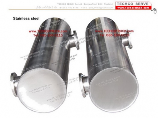 ถังน้ำมัน หม้อพักท่อไอเสีย สแตนเลส 304 หนา 2 มิล. รถบรรทุก  Fuel Tank, Muffler Stainless Steel 304 thickness 2 mm. for Truck