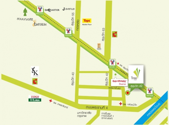 ขาย TreeCondo คอนโดใกล้รถไฟฟ้า บีทีเอส สุขุมวิท BTS MRT