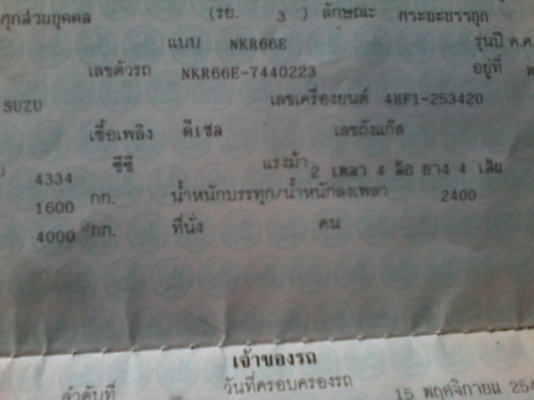 มัดจำแล้วครับ จากคุณ วรพล สมุทปราการขาย 4ล้อ NKR 66E ป้ายเล็กไม่ติดเวลา เครื่อง 4HF1. 120 แรง หัวทรงสูง เพาเวอร์ กระจกไฟฟ้า มัดจำแล้วครับ จากคุณ วรพล สมุทปราการขาย 4ล้อ NKR 66E ป้ายเล็กไม่ติดเวลา เครื่อง 4HF1. 120 แรง หัวทรงสูง เพาเวอร์ กระจกไฟฟ้า