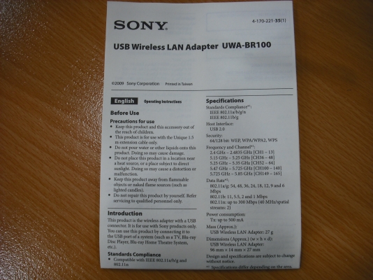 SONY UWA-BR100 Wireless SONY UWA-BR100 Wireless