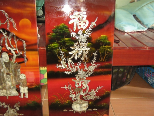 ภาพงานศิลภาพฝังมุก 4 ชิ้น