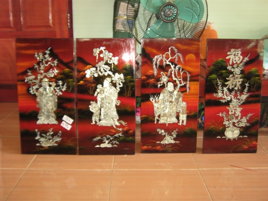 ภาพงานศิลภาพฝังมุก 4 ชิ้น