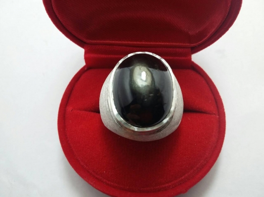 แหวนชายเงิน 925 สตาร์ดำอินเดีย