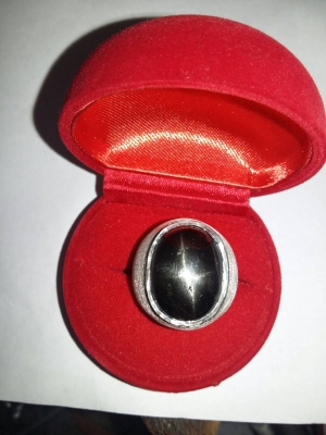 แหวนชายเงิน 925 สตาร์ดำอินเดีย