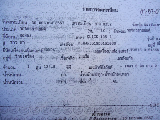 ขาย CLICK 125i ปี 57 เดือน ม.ค. ไมล์ 5922 กม.