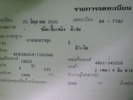 ISUZU  NPR59LU5  115 แรงม้าเครื่อง 4BD1 ปี35 รถเจ้าของใช้มือเดียว เดิมทัั้งคัน  ม79