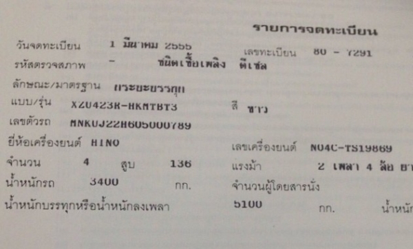 ขาย 6 ล้อ Hino XZU 136 แรงม้า ปี 55