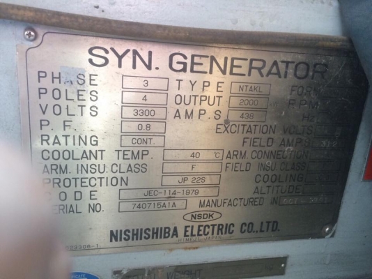 Steam Turbine Shinko 2mW 33kV