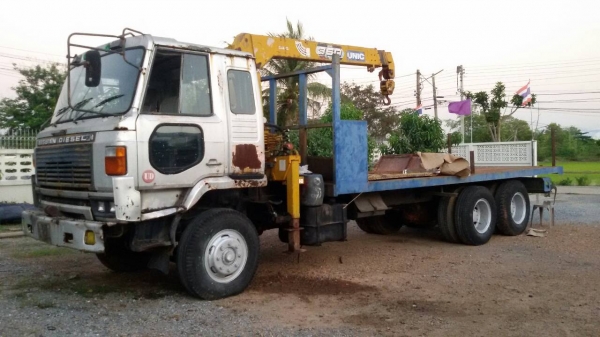 นิสสันUD.2เพลา.เครื่องPE6-275โบว์.ติดเครนยูนิค3ตัน3ปลอก2ชักท้องV.รวมเครน7,20เมตร.ราคา.680,000..