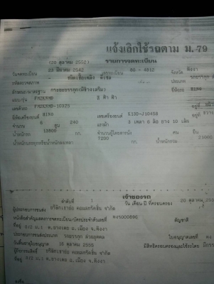 10 ล้อ 2 เพลา หัว-คัสซี่ 260 แรงม้า HINOFM2KNMD-10325 ปี2542 รถห้างแท้เดิม เครื่องดี-คัสซี่ สวย