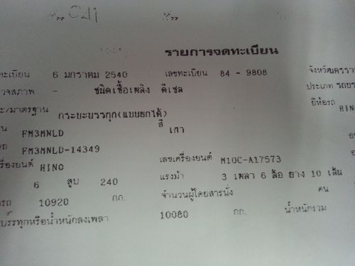 ขาย10ล้อ HINO FM3M ดัมพ์ 240แรง ปี97