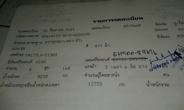 HINO FM177LAรถน้ำ2เพลาเครื่องดี.แชสซีสวย.เอกสารพร้อมโอน