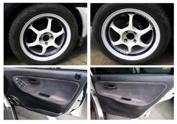 civic eg4d เครื่อง d15b vtec เกียร์ MT ติดแก๊ส lpg สีขาว type r แม็กซ์ advan 15 พร้อมซิ่ง