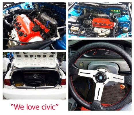 civic eg4d เครื่อง d15b vtec เกียร์ MT ติดแก๊ส lpg สีขาว type r แม็กซ์ advan 15 พร้อมซิ่ง