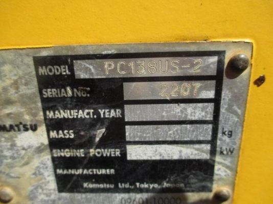 ขาย KOMATSU PC138US-2 เก่าญี่ปุ่นแท้100\% เอกสารใบอินวอย