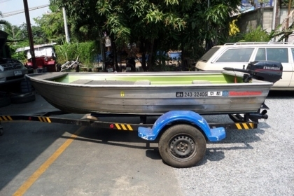ขาย เรือปิเนียม STESSL 12 ฟุต พร้อมเครื่อง 9.9 EVINRUDE (จากญี่ปุ่น ) ขนาดเรือ กว้าง 145 ซม.