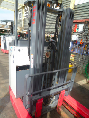 จำหน่ายรถโฟร์คลิฟท์ ไฟฟ้า NICHIYU ยืนขับ 1.3 ตันเสาเข้าตู้ 4 เมตร (3 ท่อน)  FBRMW13-75 ทำสีแล้ว