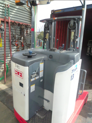 จำหน่ายรถโฟร์คลิฟท์ ไฟฟ้า NICHIYU ยืนขับ 1.3 ตันเสาเข้าตู้ 4 เมตร (3 ท่อน)  FBRMW13-75 ทำสีแล้ว