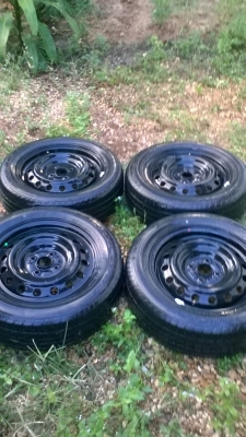 ล้อกะทะ154รู100สภาพดีไม่คตไม่ดุ้งพร้อมยางดันลอบปี11 4ล้อ1500$
