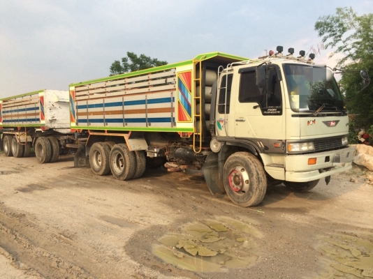 ขายสิบล้อดั้มพ่วงแม่ลูกติดก๊าซNgv6ถังHINO FM3Mเกาะโบลูก3เพลา