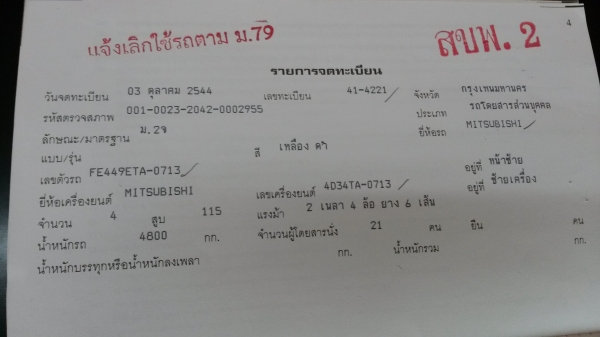 ขายหกล้อดั๊ม mitsubishi canter FE449 115 แรง ทะเบียนปี 44