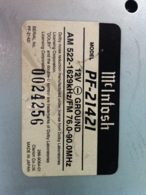 ชุด Mcintosh เครื่องเล่น PF-21421 CD TAPE และ Power Amp EF-10801 มือ2 ญี่ปุ่น