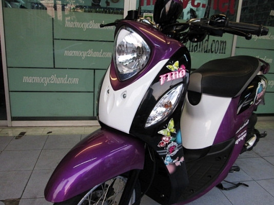 Fino i สี ม่วงดำขาว ลายแฟร์ชั่น ลายใหม่ล่าสุด  รถเดือน พฤษภาคม ปี57 ไมล์ 2 พันโล แถม 2 รายการ 31900